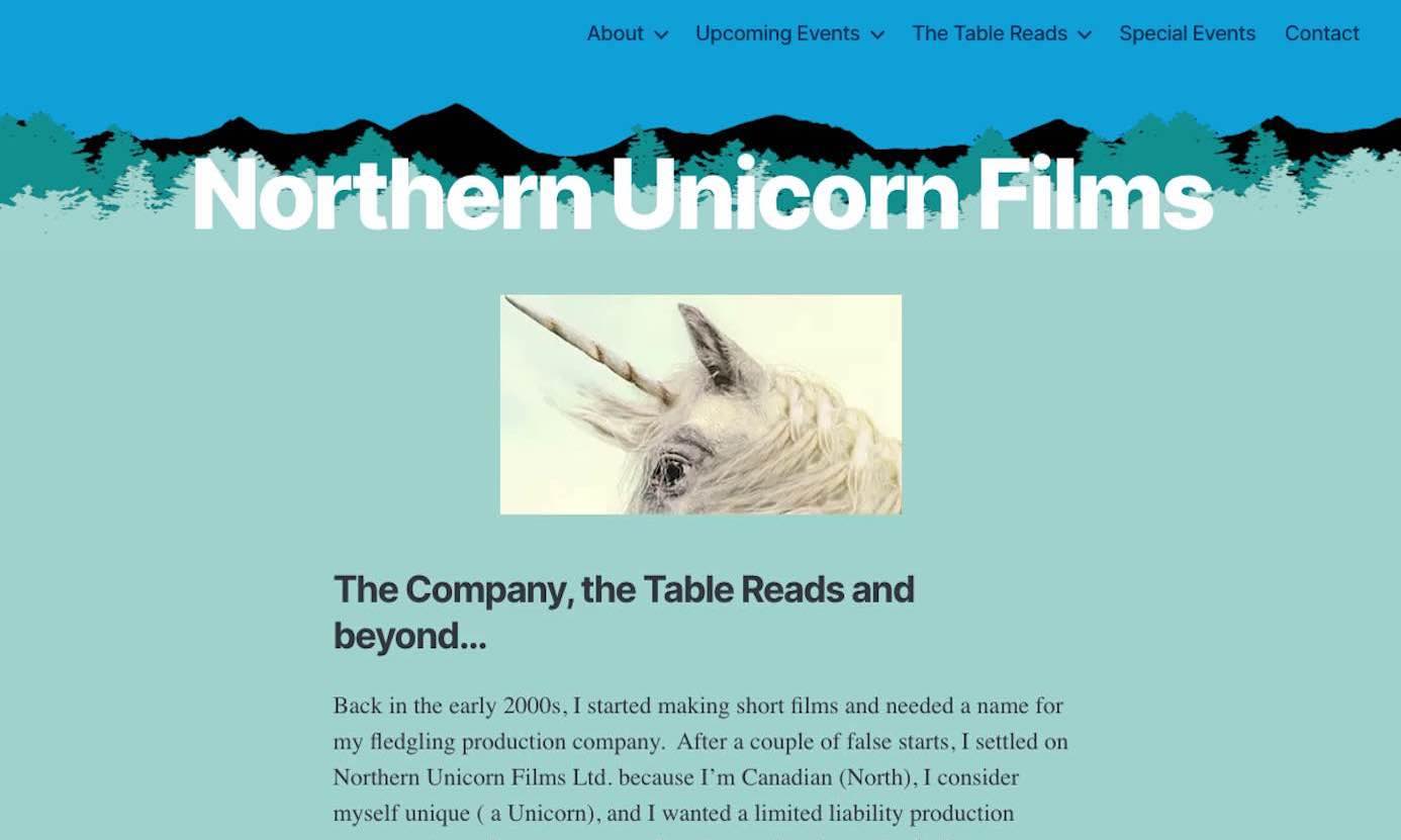 Northern Unicorn Films Website Image